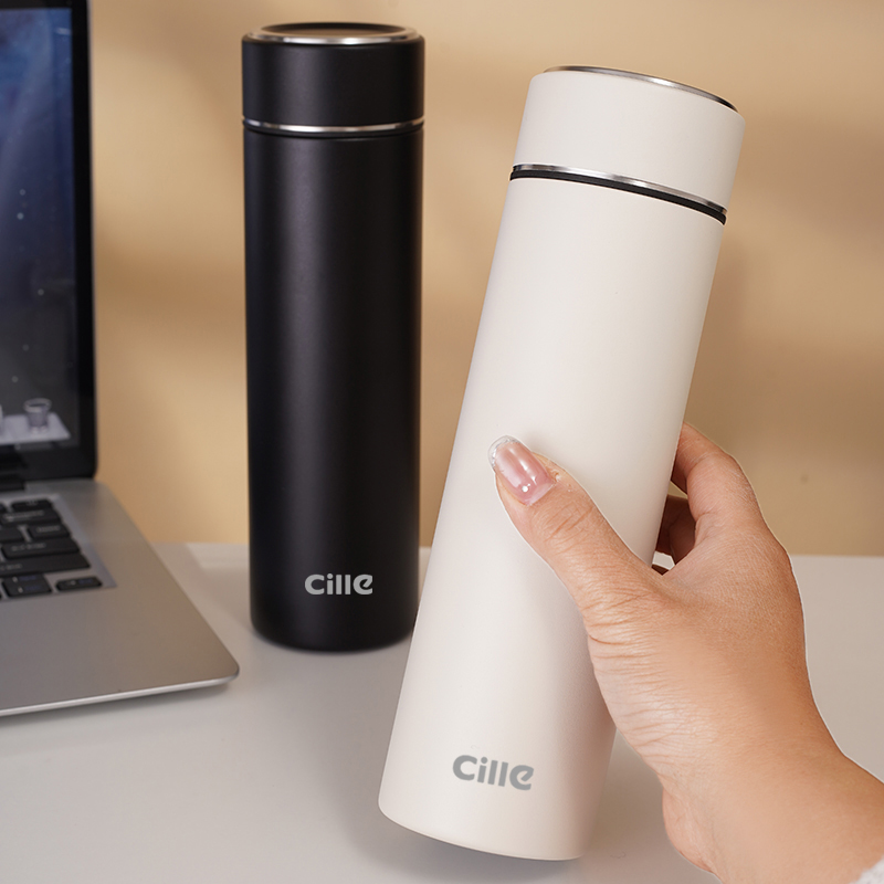 希乐Cille保温杯316不锈钢大容量水杯男女士学生便携泡茶杯子茶水分离杯 黑色