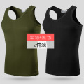 恒源祥男士背心纯棉透气修身夏季青年运动跨栏打底汗衫背心男内穿 185(XXXL) 军绿+黑色圆领