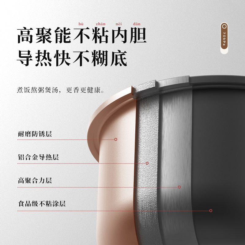 大宇(DAEWOO)电压力锅 小型一人食电压锅焖煮开盖收汁家用预约智能调压电饭煲汤锅火锅迷你3L高压锅PC01-NTB