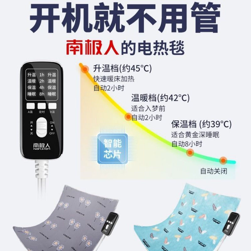 正品电热毯双人双控家用无辐射安全电热毯防水电褥子电暖毯 06加厚毛毯绒长1.8米宽1.5米