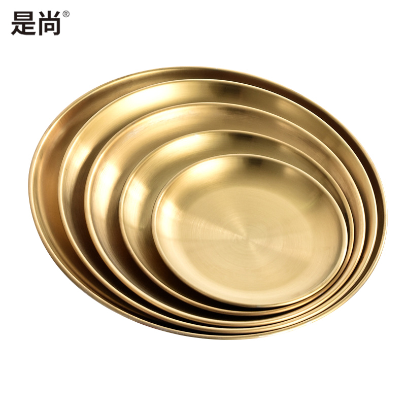 是尚 不锈钢圆盘子 厚平盘 菜碟