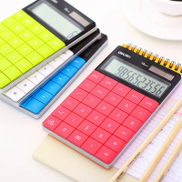 得力（deli） 1589 太阳能便携平板计算器学生用12位数大按键办公计算机 红色