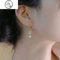 JiMiS925银绿铃兰花耳环女新中式国风珍珠耳饰小众设计高级感耳夹A4众 耳夹