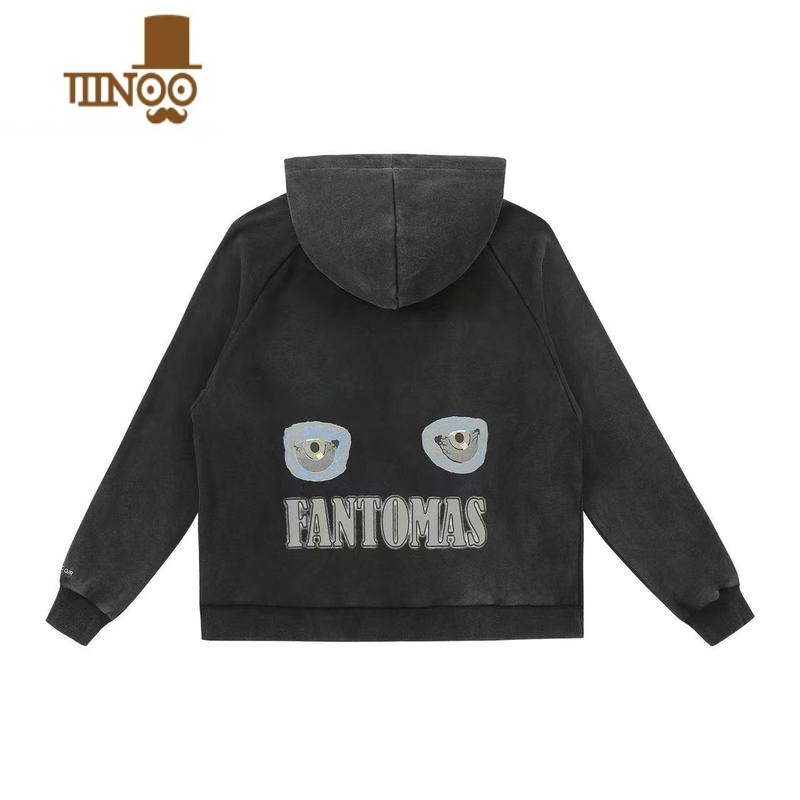 YANXUGRAILZ TALK 美式高街潮牌水洗做旧情侣毛圈连帽卫衣男女同款高清大图