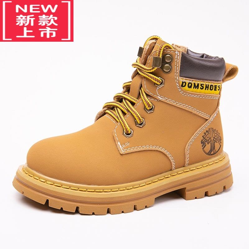 可莉允男童马丁靴2022春秋冬季新款女童儿童靴子大黄靴宝宝小童鞋子图片