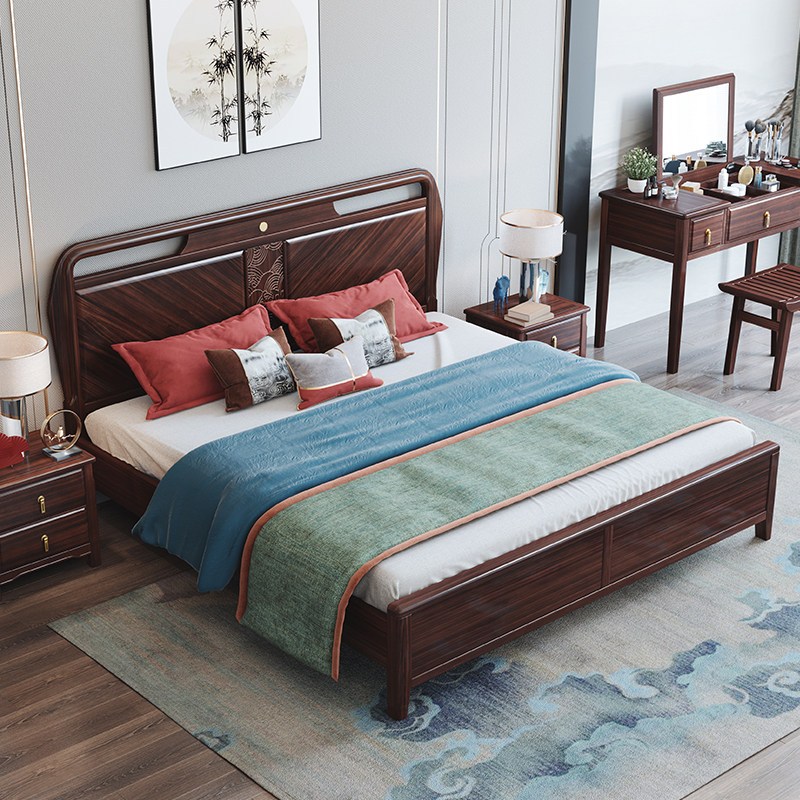 青木川乌金木床新中式实木床主卧室房间双人床18米简约现代小户型家用