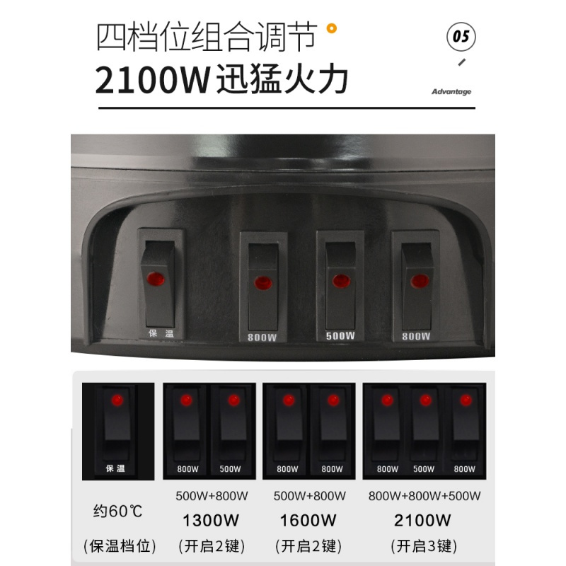 奥克斯（aux）电热锅家用炒锅多功能电热锅电电热锅