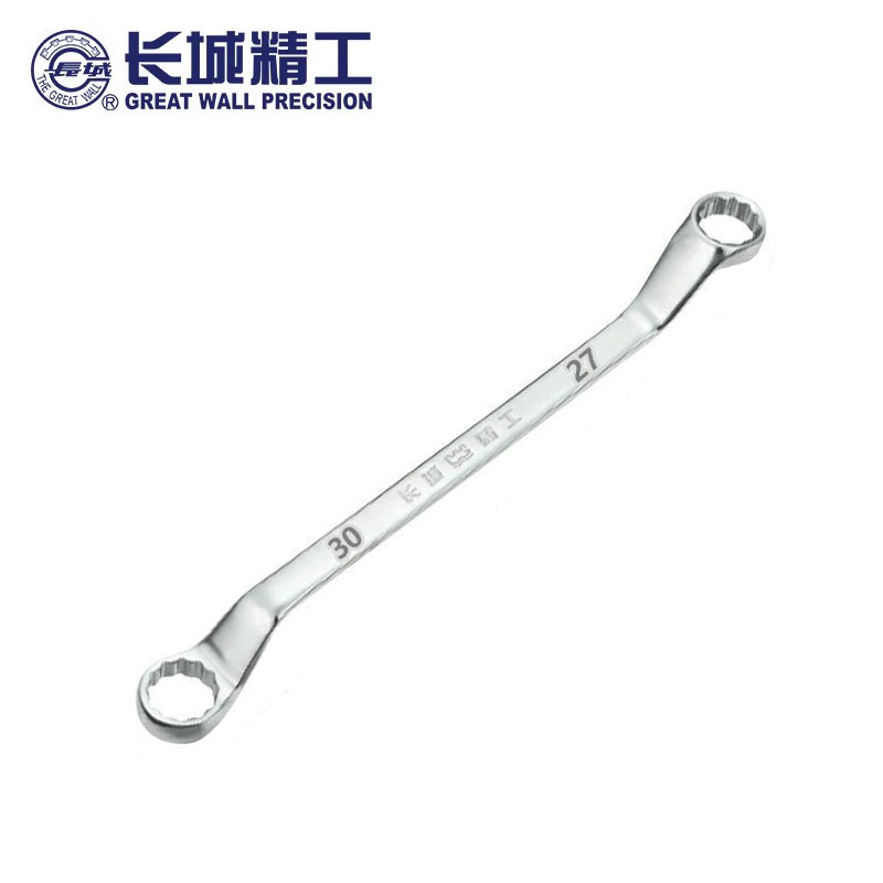 长城精工 公制平板镜抛双梅扳手 镜面抛光双头梅花扳手 27*30mm 311145 1把高清大图