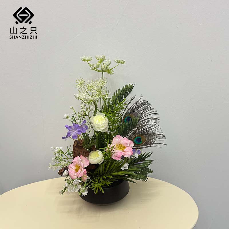 山之只 创意花艺孔雀造型 MZ0133 个高清大图