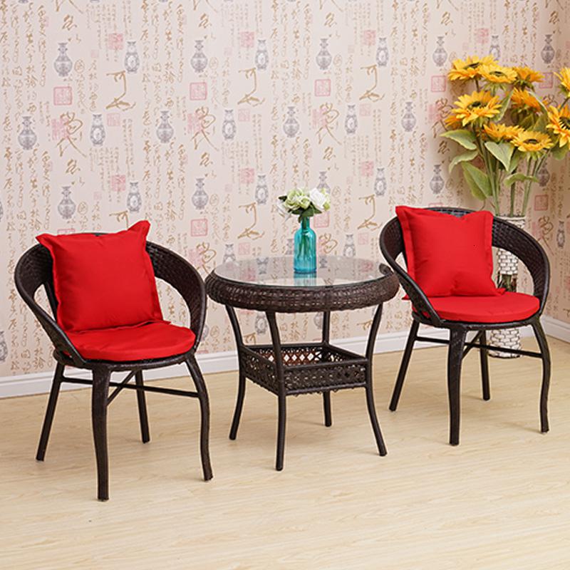 阳台小茶几藤椅三件套简约休闲座椅户外庭院桌椅腾椅圆桌椅子组合_21_81_364 一桌两椅咖啡色（加坐垫抱枕）