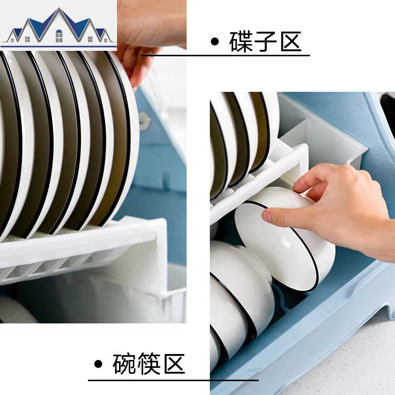 厨房放碗筷收纳盒家用特大碗碟置物架沥水碗架带盖盘子餐具装碗柜 三维工匠高清大图