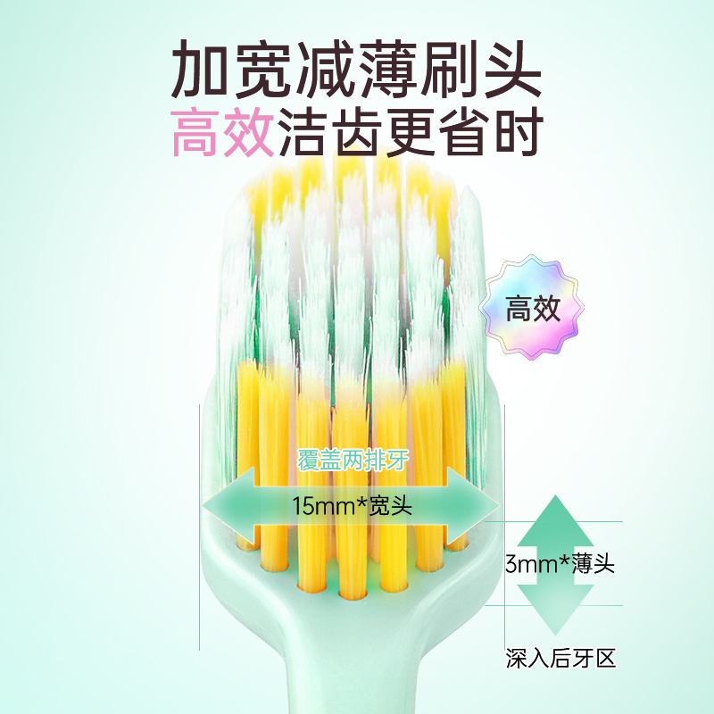 皓齿清 三重深洁宽头 牙刷 颜色随机(2支装)高清大图