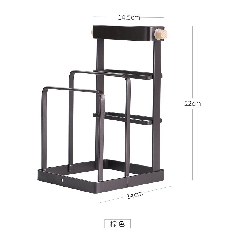 厨房用品刀具收纳架多功能刀座厨房置物架菜刀架砧板架案板架收纳层架三维工匠 棕色多功能刀架