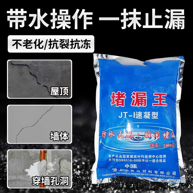 堵漏王速干水泥卫生间屋顶裂缝漏水神器材料灵防水胶补漏涂料3分钟速干水泥砂浆 2kg/袋