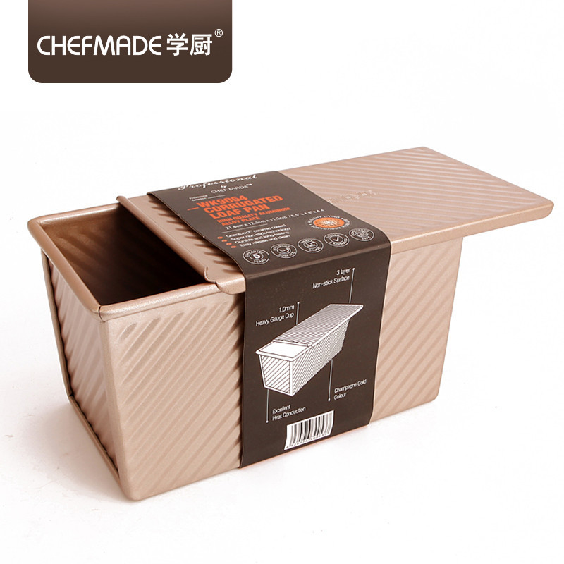 学厨CHEFMDE 吐司模具 烘焙工具低糖吐司盒节能 滑盖波纹吐司盒烘焙模具450g 厨房工具WK9054