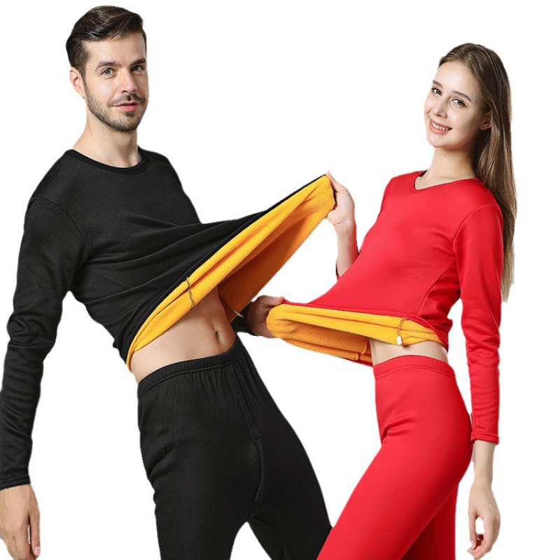 保暖套装女黄金绒加绒加厚发热新款圆领大码内衣秋冬情侣男士秋裤_877_280高清大图