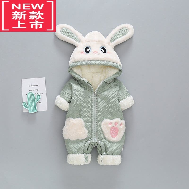 可莉允婴儿冬季衣服可爱超萌宝宝冬装外出抱棉衣新生儿加绒加厚兔子棉服图片