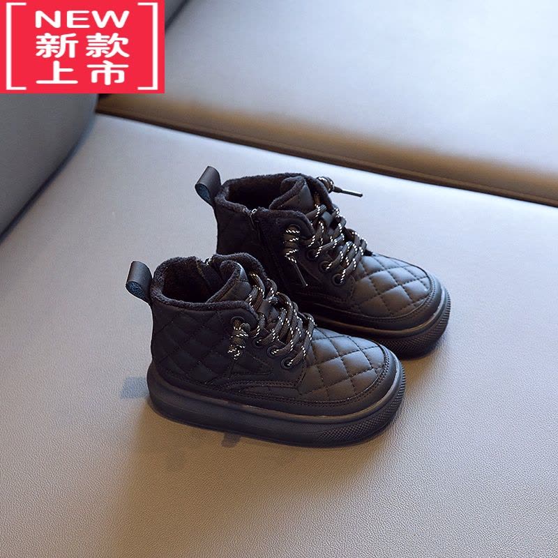 可莉允儿童棉鞋女童靴子2022秋冬新款男童二棉短靴加绒马丁靴宝宝雪地靴图片