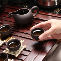 百鸿(Baihong) 整套功夫紫砂茶壶茶具套装整套家用全自动四合一实木茶盘 小龙凤呈祥原矿紫砂茶具套装