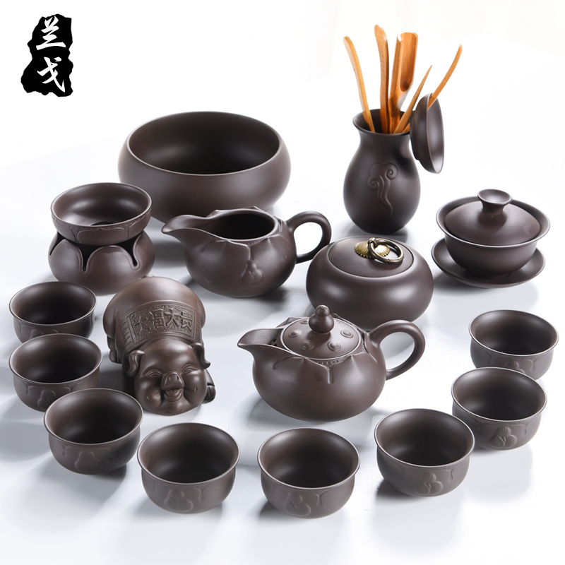 美帮汇紫砂功夫茶具套装家用配件原矿老紫泥西施壶陶瓷茶杯茶壶