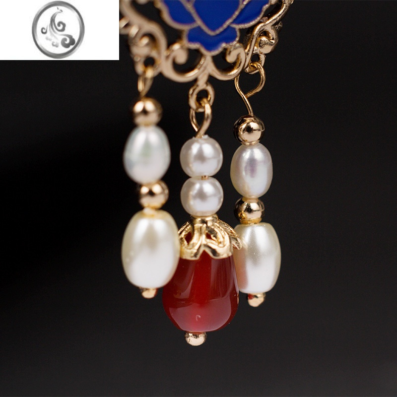 jimi古风流苏耳环配汉服百搭仙气复古宫廷新娘秀禾耳饰无耳洞耳夹女