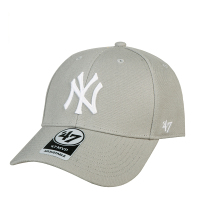 MLB美职棒球帽47MVP系列NY洋基LA经典通勤魔术贴弯檐鸭舌棒球帽 灰帽白标NY