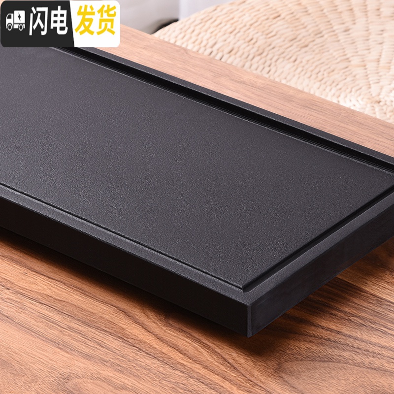 三维工匠乌金石干泡茶盘茶具套装家用简约茶台茶海整块黑金石材茶托盘 [乌金石叶子茶盘]高清大图