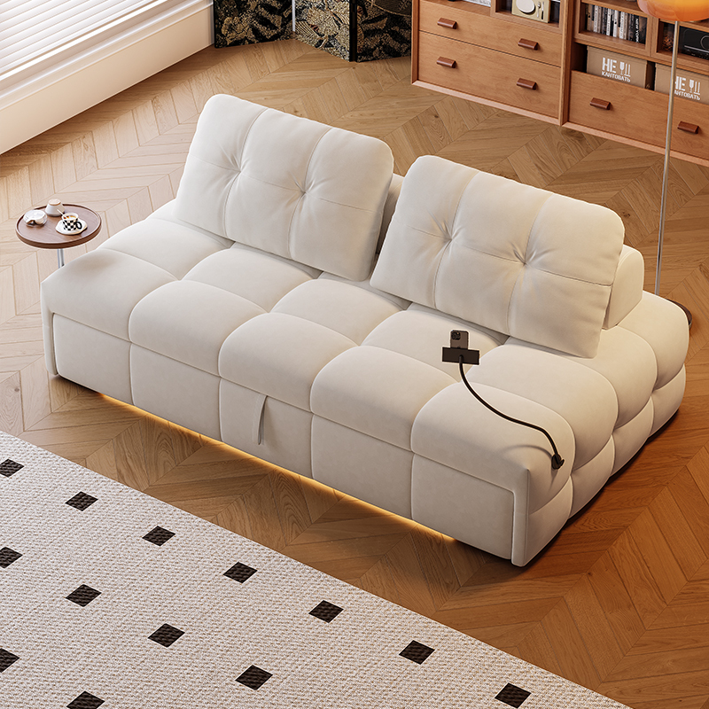 欧梵森 轻奢沙发床小户型可折叠双人小户型客厅两用多功能沙发床简约