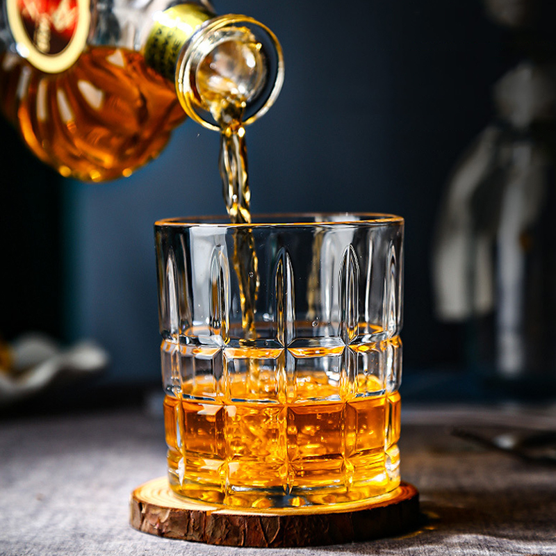 [醉染正版]威士忌酒杯洋酒杯家用复古雕花玻璃啤酒杯水杯果汁杯烈酒杯子套装高清大图