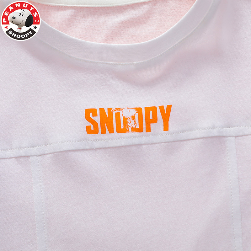 史努比(SNOOPY)儿童拼接短袖撞色T恤2022夏季新款男中小童半袖上衣潮童装L029