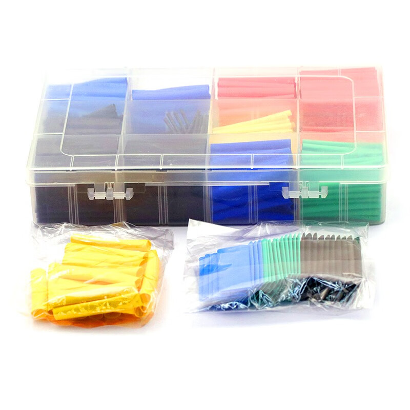 诚得景热缩管绝缘套管阻燃收缩管电线套电工接线数据线保护柔性防水接头 530个彩色环保阻燃热缩管绝缘套高清大图