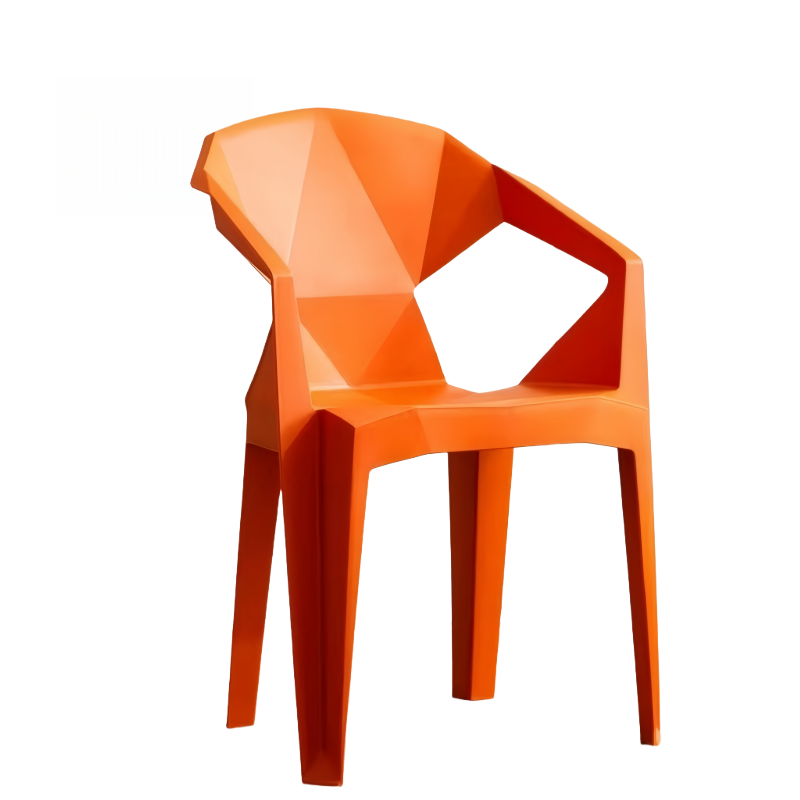 蕃蒂塑料椅橘色把高清大图