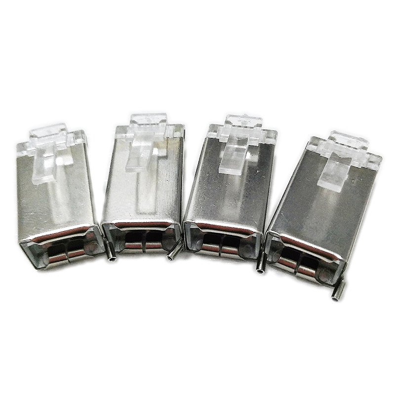 中云智创 RJ458P8C08 超五类水晶头屏蔽50U镀金 带线架 RJ45-8P8C 50只/件(单位:件)