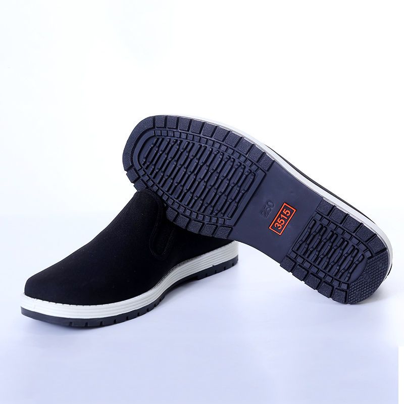 三军3520军工黑布鞋老北京布鞋男防滑耐磨牛筋底橡胶底黑布鞋加绒黑色