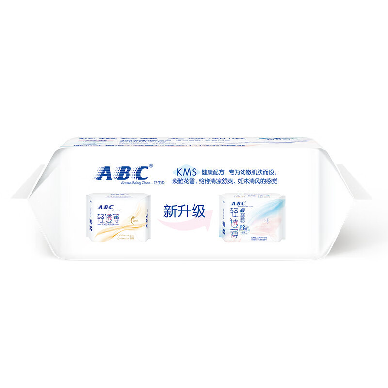 ABC 卫生巾日用 轻透薄棉柔 表层 240mm*8片(含KMS健康配方)新老包装随机发货高清大图