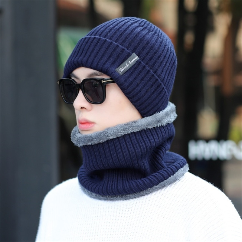 男士棉帽子冬季护耳加绒毛线帽骑车防风帽青年韩版加厚保暖针织帽