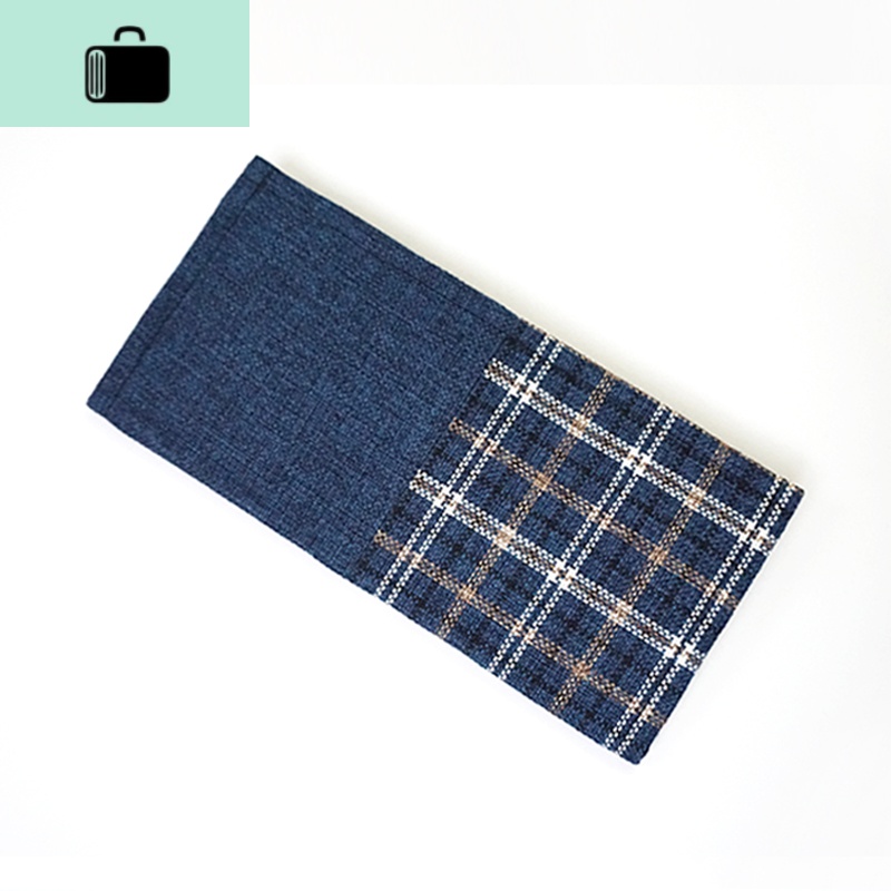 手工长款薄款迷你文艺简约小清新折叠帆布棉麻短款小巧布钱包女NEW LAKE 格子拼接长款