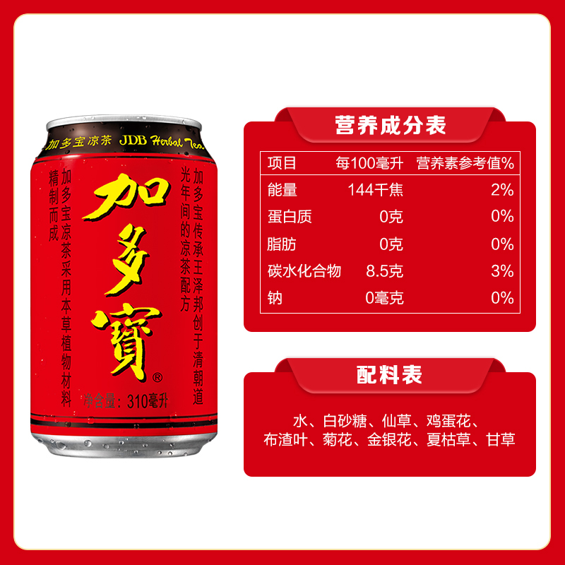 加多宝凉茶植物饮料310ml*12罐装