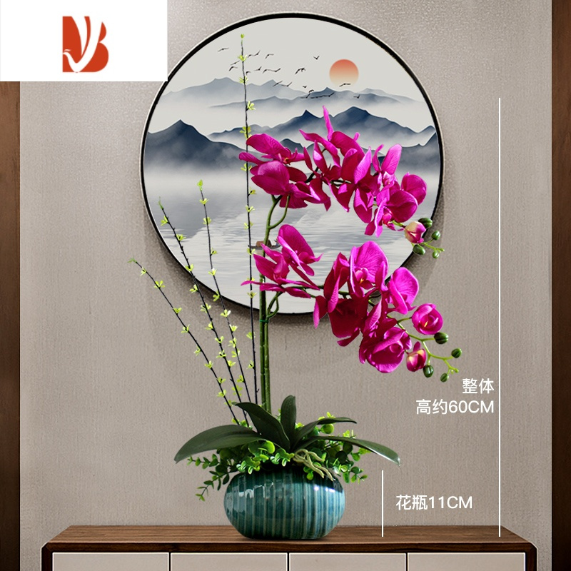 三维工匠仿真花蝴蝶兰盆栽摆件假花绢花室内装饰花束客厅玄关摆设花瓶花艺b款套装 紫红色 青花瓶仿真植物报价 参数 图片 视频 怎么样 问答 苏宁易购