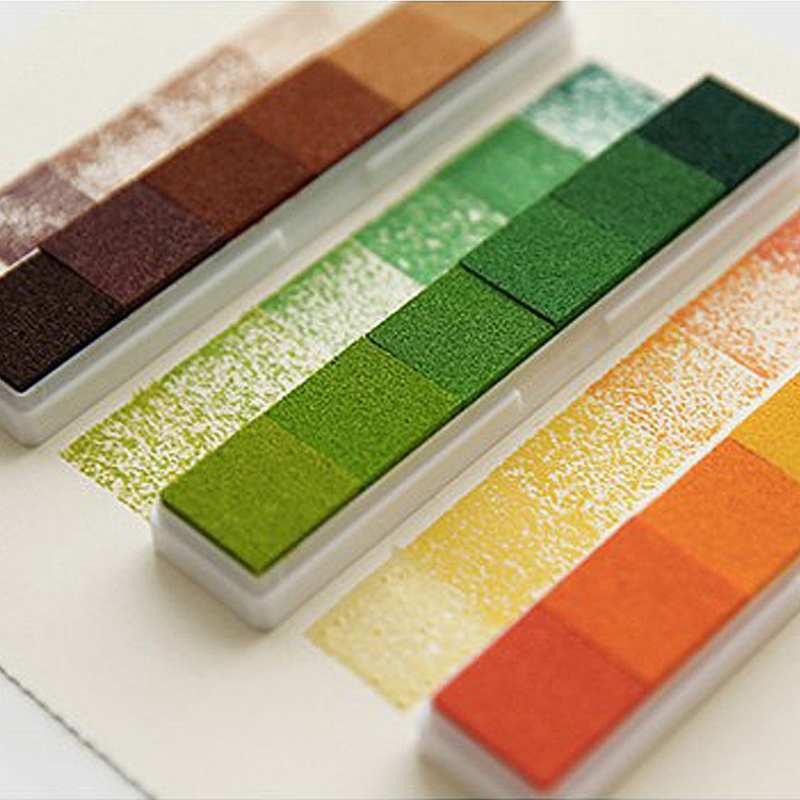韩国文具创意渐变长条小印泥 手指画印泥 diy6色手工制作彩色印泥 长