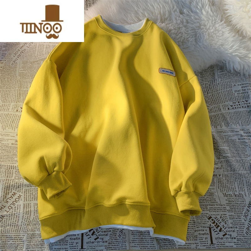 YANXU假圆领卫衣男士2023新款男装vintage潮牌长袖T恤上衣服高清大图