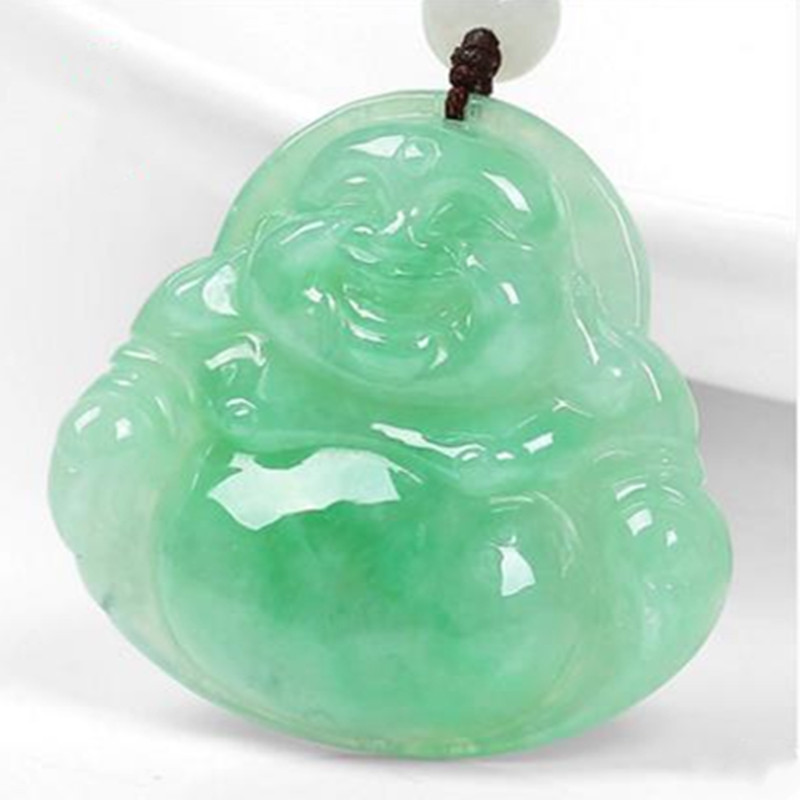 翡翠笑佛造型坠时尚男款女款项链锁骨链手饰品 带证书送女朋友七夕情人节礼物