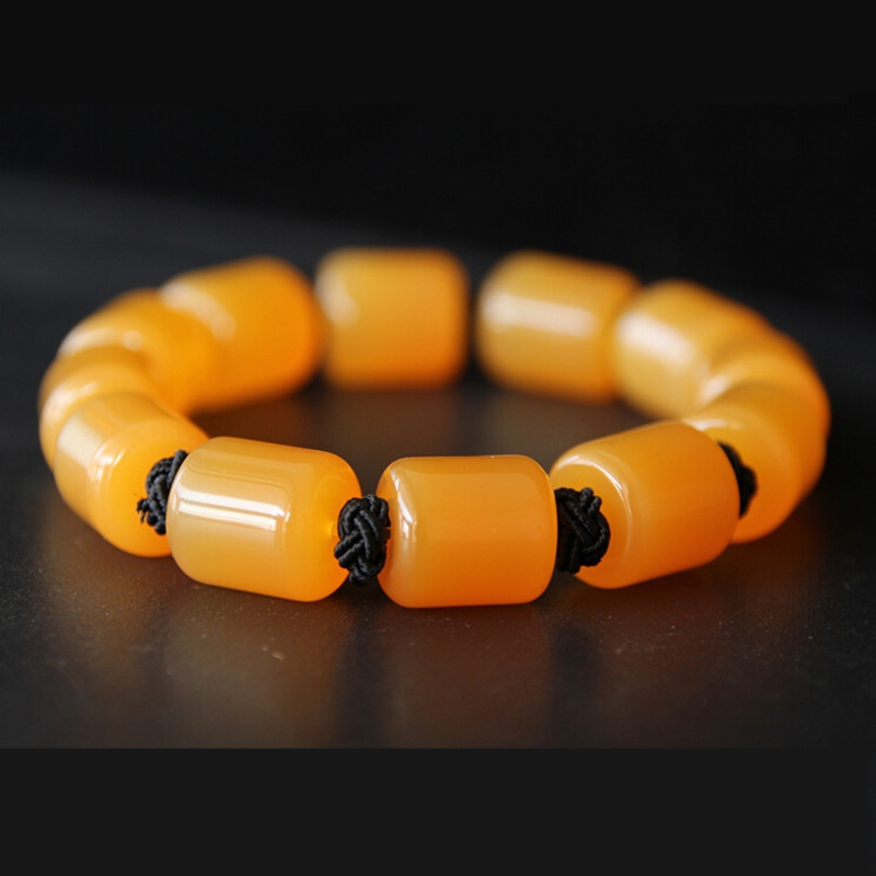 黄龙玉手串桶珠手链男女款玉石佛珠手环饰品送女朋友七夕情人节礼物