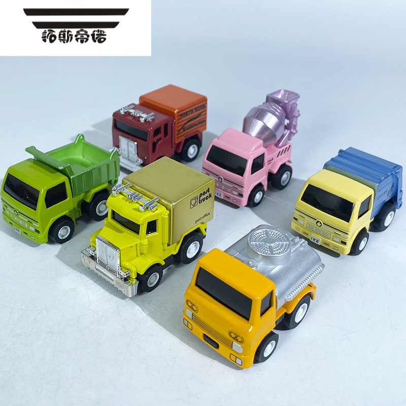 拓斯帝诺儿童玩具合金迷你工程车系列回力行驶口袋搅拌车运输车彩色翻