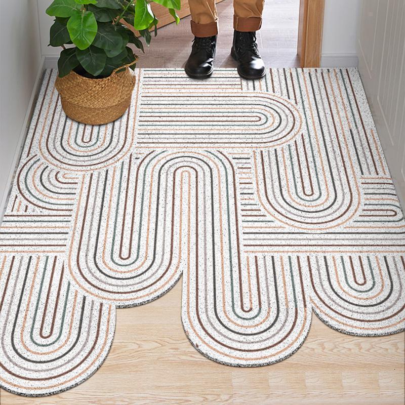 美帮汇北欧丝圈地垫可裁剪脚垫入户口玄关地毯PVC家用现代简约进垫 彩线曲网可裁剪丝圈地垫 （竖版）90宽*长60cm