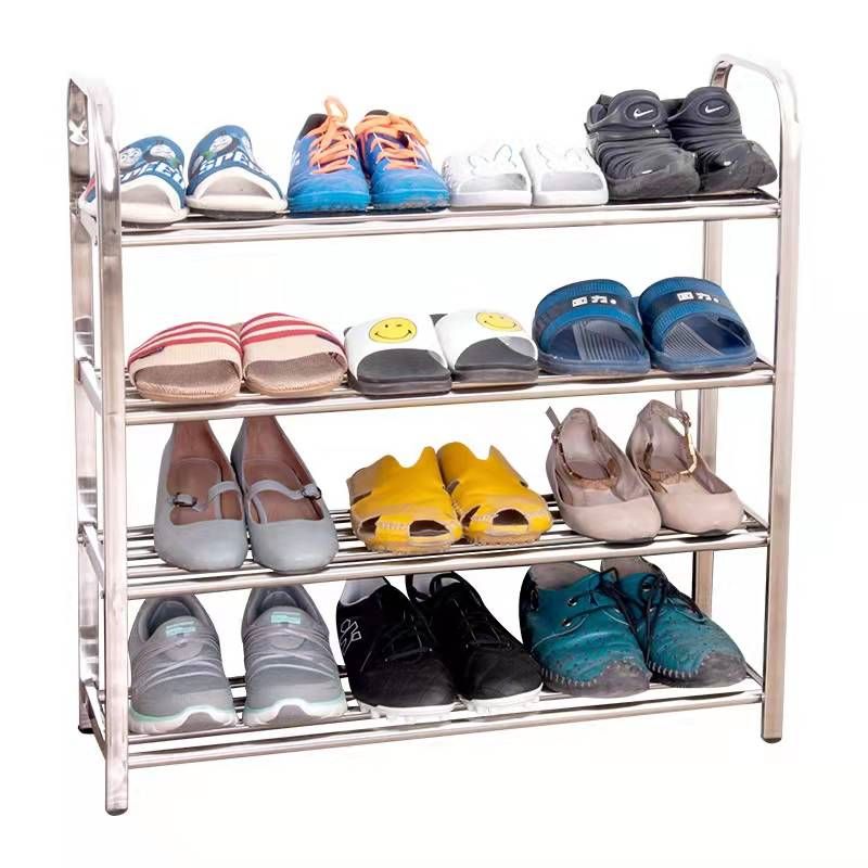 曲上鞋架不锈钢鞋架四层/个高清大图
