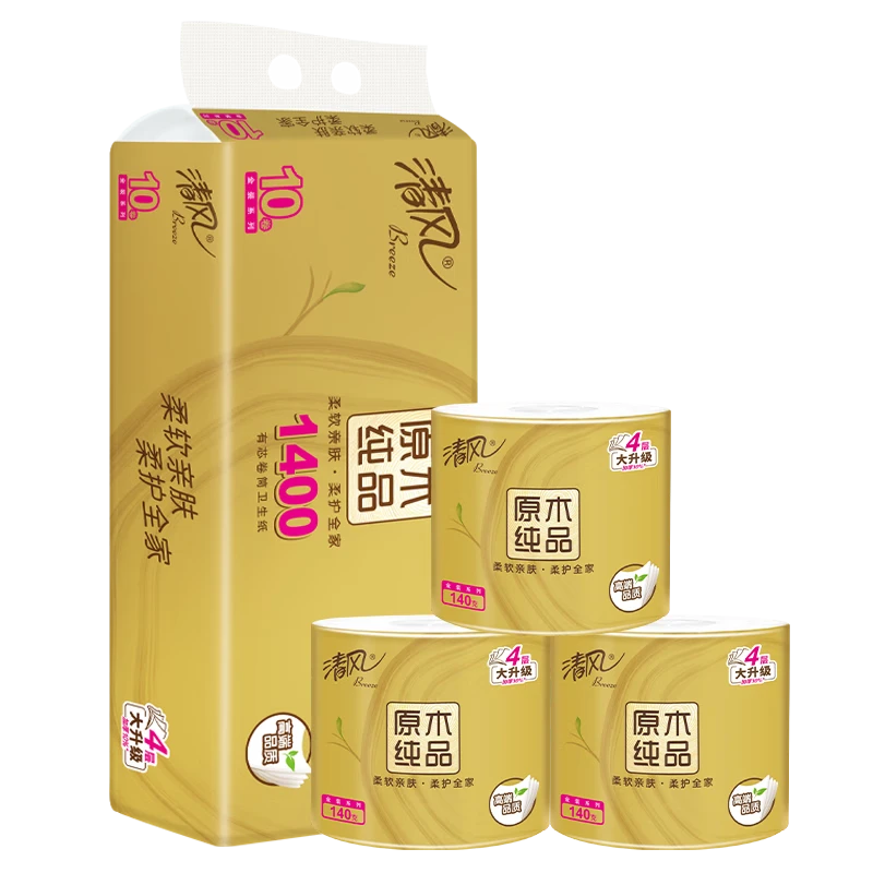 清风【李昀锐同款】 有芯卷纸 金装4层140克*10卷 卫生纸卷筒纸