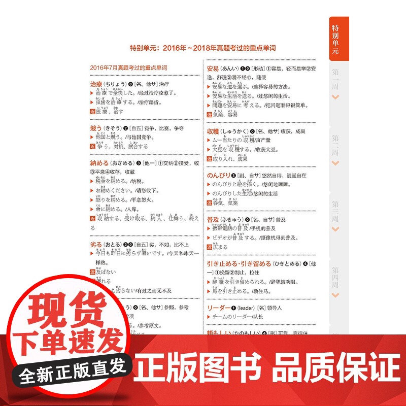 5周突破新日语能力考试文字词汇N2(第三版) 日语二级词汇专项训练高清大图