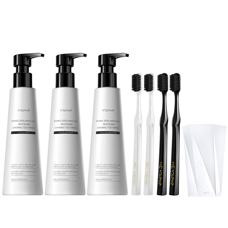 和风雨 牙刷牙膏口腔护理套装 牙膏220g*3 牙刷4支 漱口杯1个 HYH-019套装!高清大图