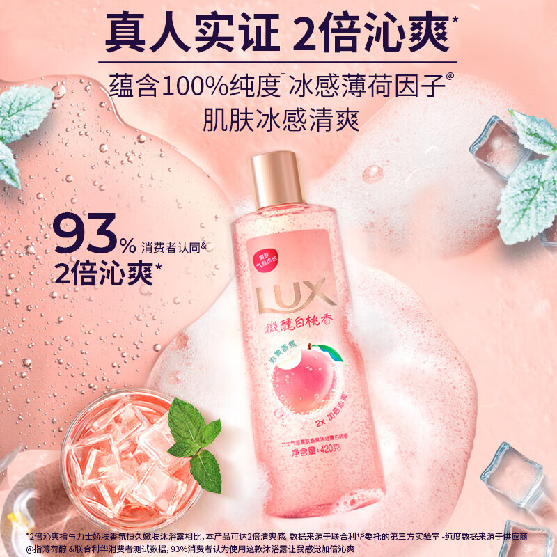 力士 气泡爽肤香氛沐浴露白桃香420g 甜桃香氛高清大图